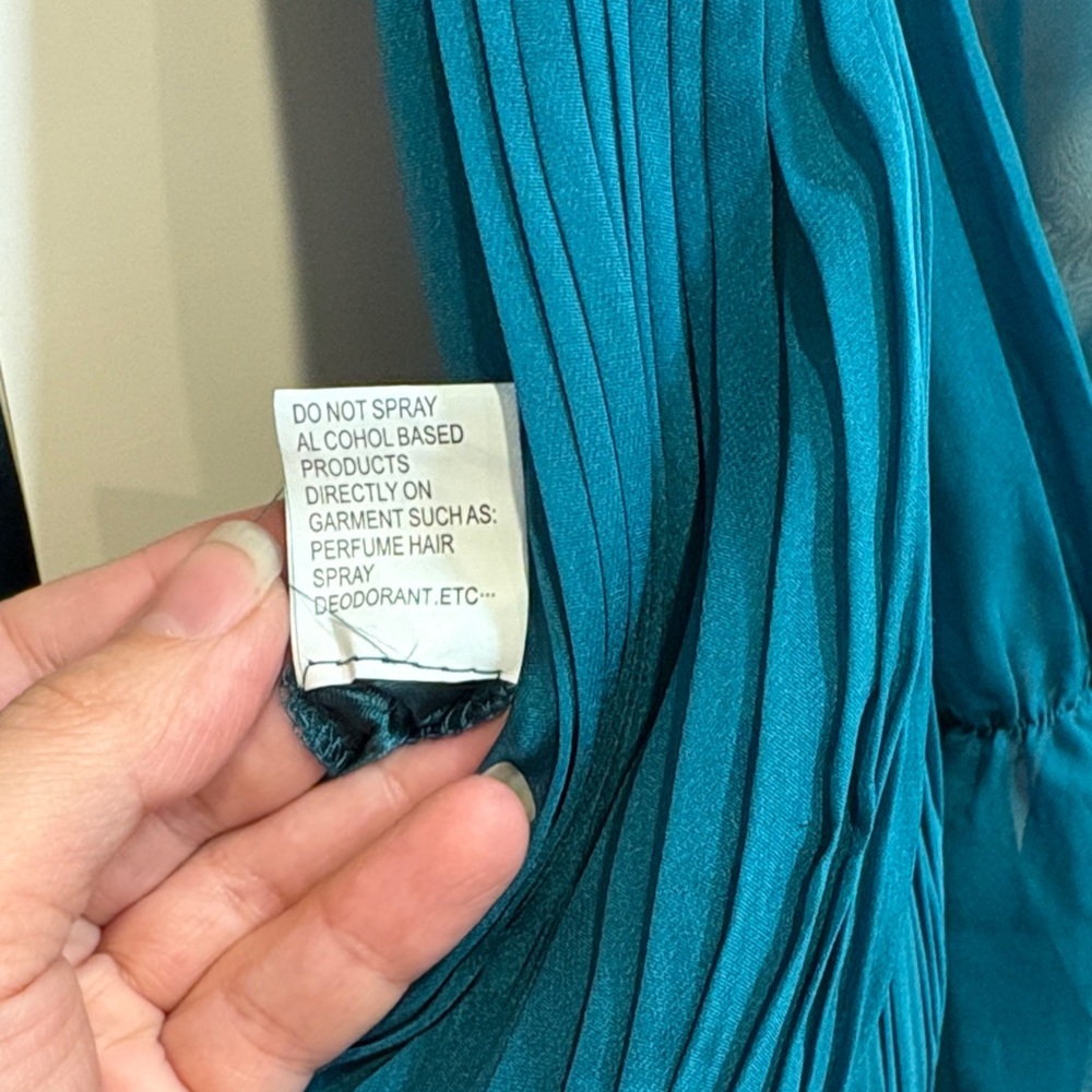 Mac Duggal 68254 Teal Long Sleeve Dress - Picture 6 of 7